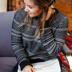 Black and White Patterned Women's Sweater
